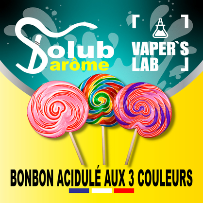 Фото, Відеоогляди на Натуральні ароматизатори для вейпів Solub Arome "Bonbon acidulé aux 3 couleurs" (Цукерки-льодяники) 