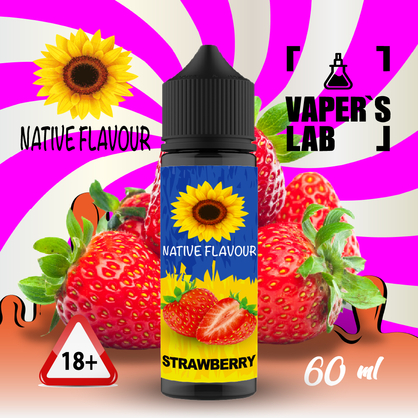 Фото жижа для вейпа без нікотину купити native flavour strawberry 60 ml