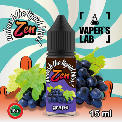 Фото, Видео на солевую жидкость для пода ZEN Salt Grape 15 ml