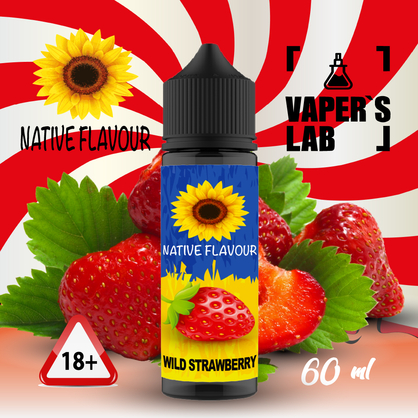 Фото заправка для вейпа з нікотином native flavour wild strawberry 60 ml