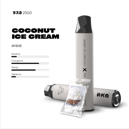 Фото, Видео для одноразовой электронной сигареты Coconut ice cream (кокосове морозиво) 