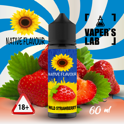 Фото заправка для вейпа з нікотином native flavour wild strawberry 60 ml