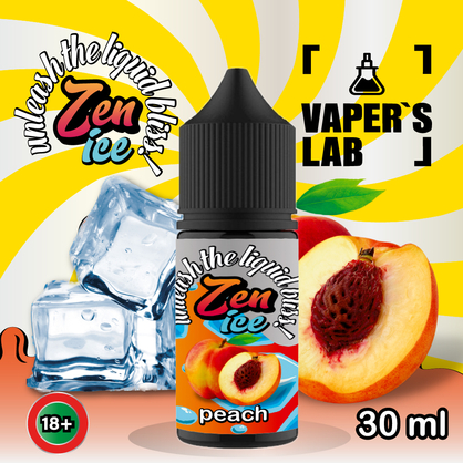 Фото сольова жижа top zen salt ice peach 30ml