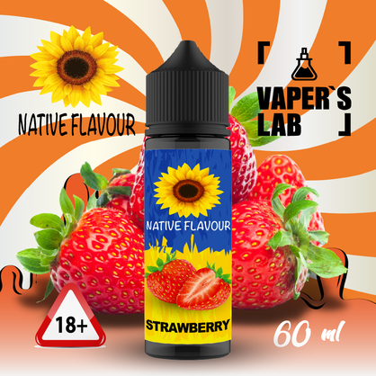 Фото жижа для вейпа без нікотину купити native flavour strawberry 60 ml